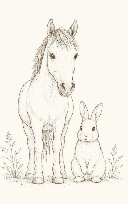 馬とうさぎのイラスト
