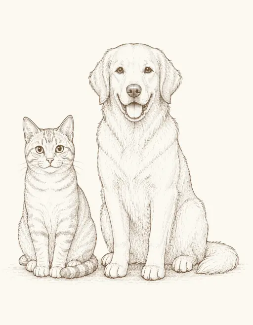 猫と犬のイラスト